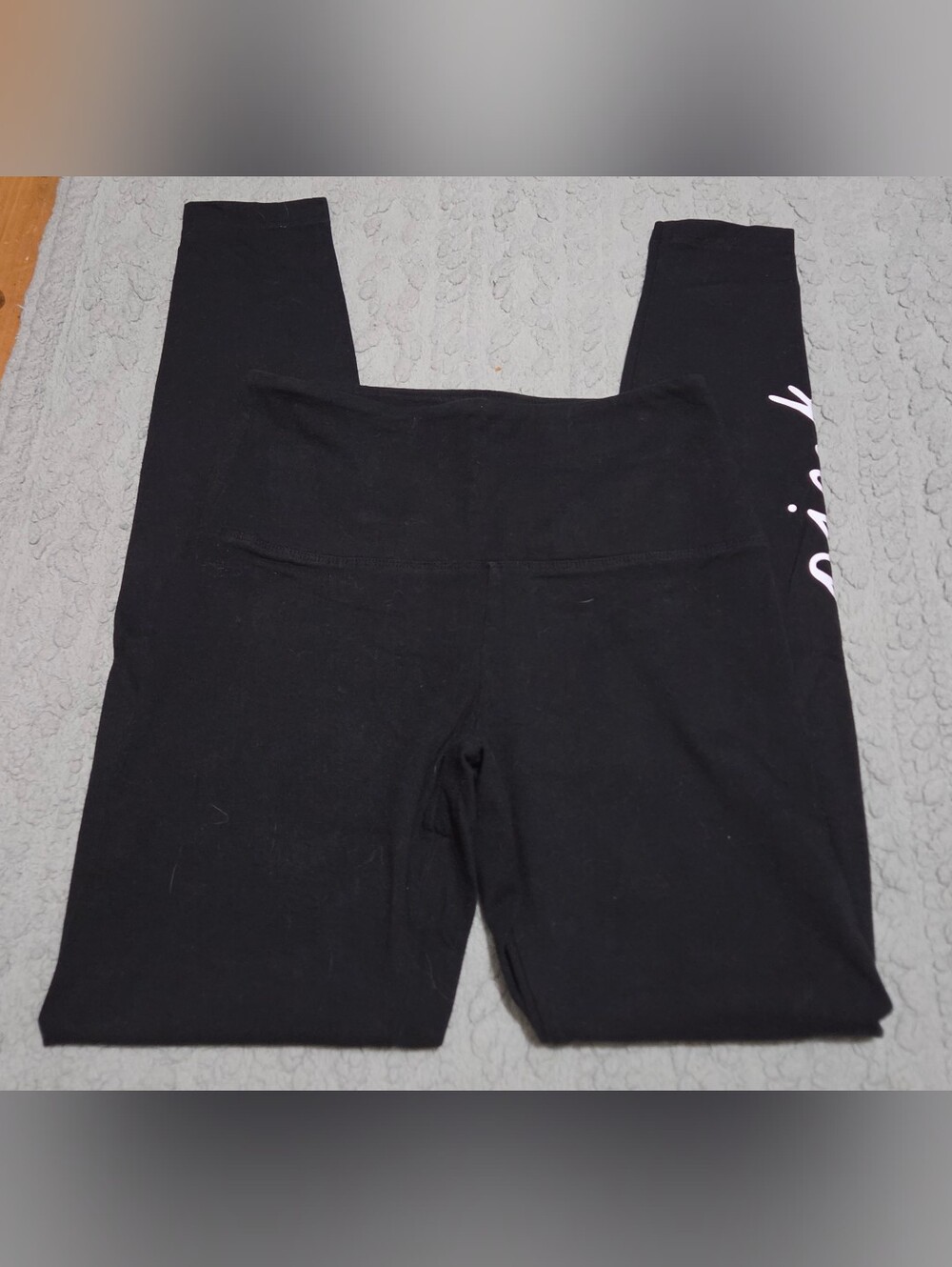 PINK Victoria's Secret Black High-Waist Leggings with Script Detail